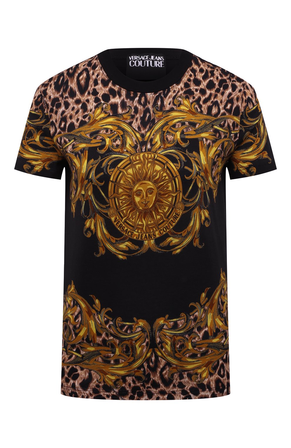 Хлопковая футболка VERSACE JEANS COUTURE, арт. 72HAH6A3-72DP613 PLACED JERSEY C0 PANEL LE0 BAR0QU, фото 1