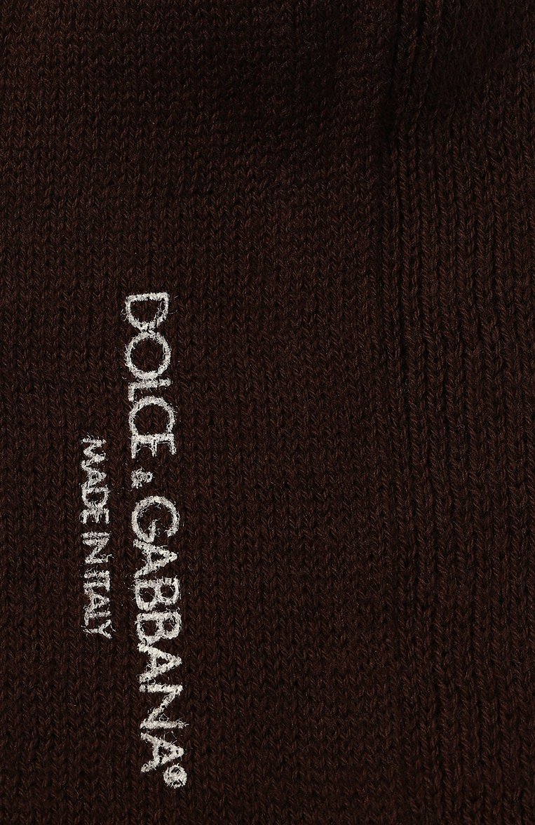 Женские носки из хлопка и шерсти DOLCE & GABBANA коричневого цвета, арт. FXM08T/JFMV0 | Фото 2 (Нос: Не проставлено; Материал внешний: Хлопок, Шерсть; Автоматизация состава: Проставлено)