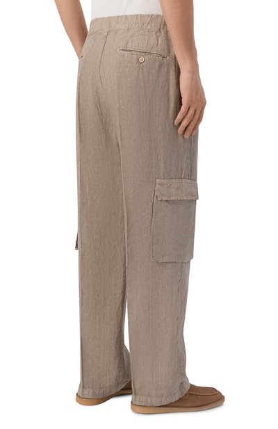 Льняные брюки-карго INLINUM бежевого цвета по цене 39950 руб., арт. CARG0RU/TR0PEA, фото 4 Льняные брюки-карго INLINUM, арт. CARG0RU/TR0PEA, фото 4