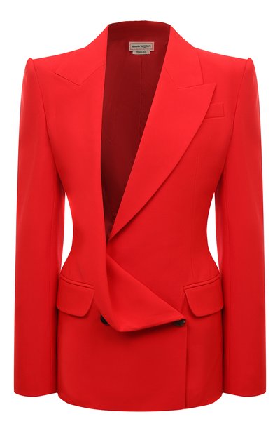 Шерстяной жакет ALEXANDER MCQUEEN красного цвета по цене 360500 руб., арт. 745244/QJACX, фото 1 Шерстяной жакет ALEXANDER MCQUEEN, арт. 745244/QJACX, фото 1