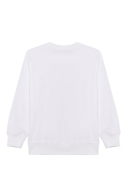 Детский хлопковый свитшот MOSCHINO белого цвета, арт. HUF08V/LCA19/4-8 | Фото 2 (Драгоценные камни: Проставлено; Материал сплава: Проставлено; Материал внешний: Хлопок; Рукава: Длинные)