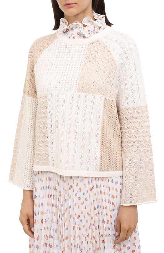 Пуловер из шерсти и хлопка Alice + Olivia Бежевый, фото 4