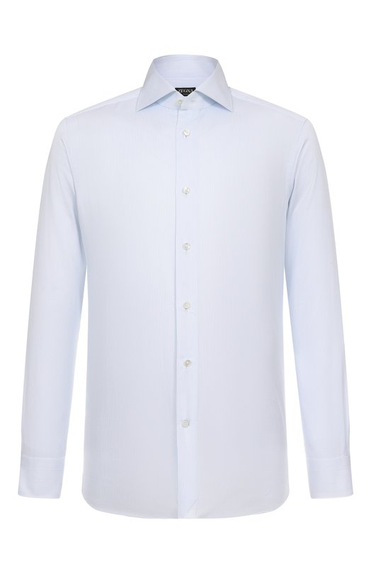 Хлопковая сорочка Zegna 9MS0BA/R801043A8 Голубой 9MS0BA/R801043A8