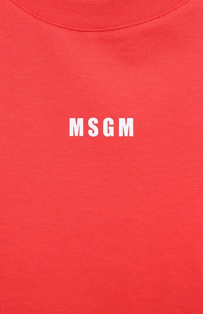 Хлопковая футболка MSGM красного цвета по цене 9950 руб., арт. 3041MDM100 217298, фото 5 Хлопковая футболка MSGM, арт. 3041MDM100 217298, фото 5