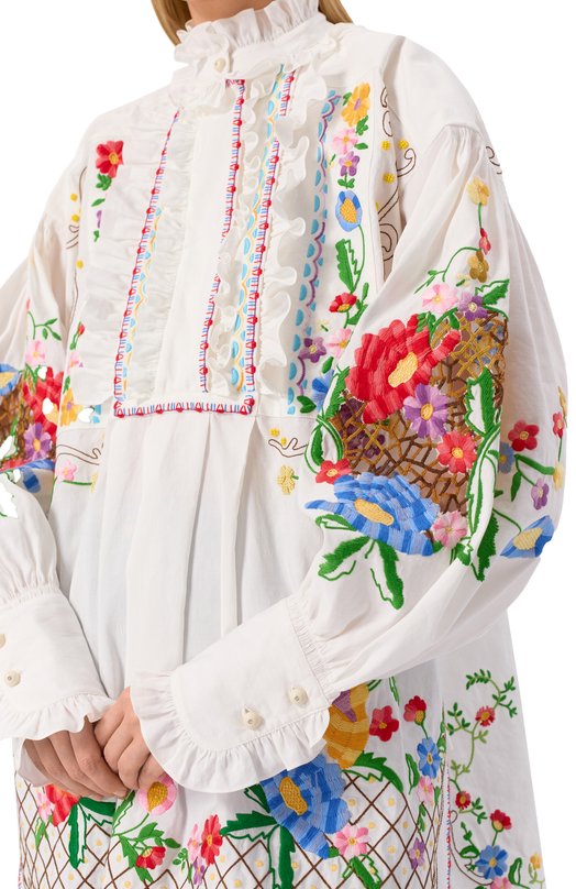 Блузка из хлопка и льна Valentino 6B3AEAC690D Белый  6B3AEAC690D Фото 5