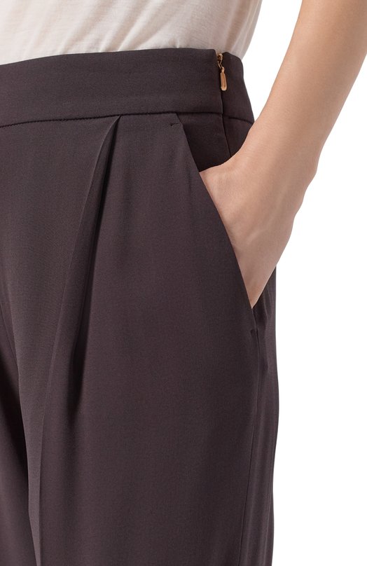 Брюки из вискозы и шелка Agnona T71008E/U5074E Коричневый  T71008E/U5074E Фото 5