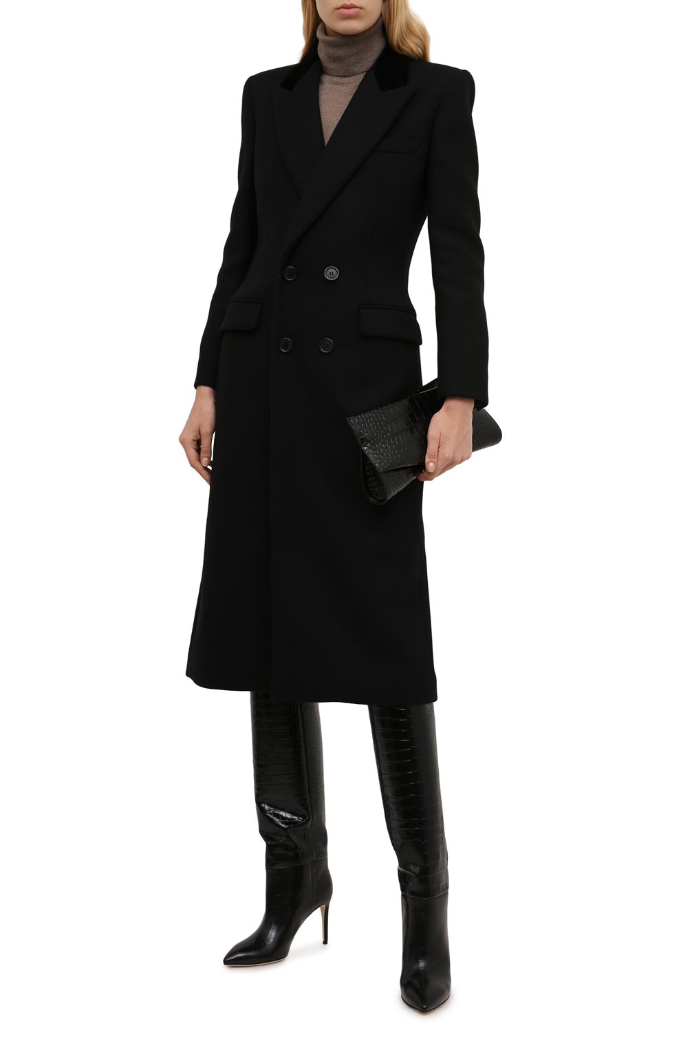 Шерстяное пальто SAINT LAURENT черного цвета по цене 314000 руб., арт. 661315/Y5B58, фото 2 Шерстяное пальто SAINT LAURENT, арт. 661315/Y5B58, фото 2