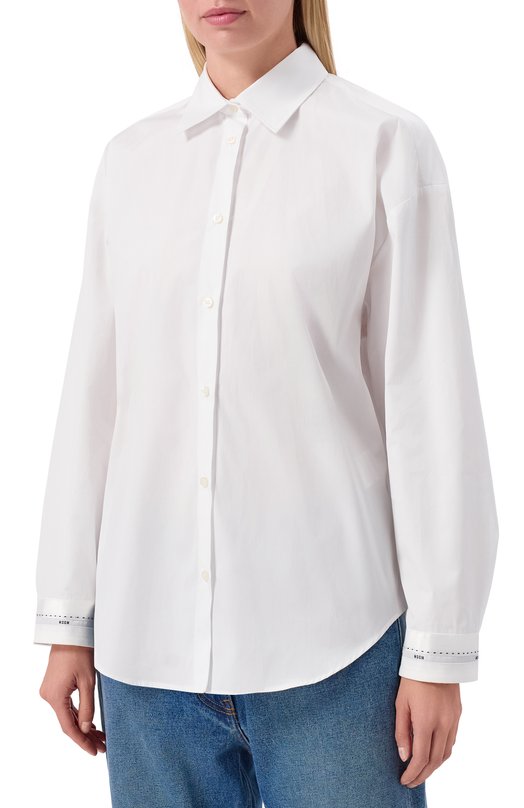 Хлопковая рубашка MSGM 3941MDE13X/257602 Белый  3941MDE13X/257602 Фото 3