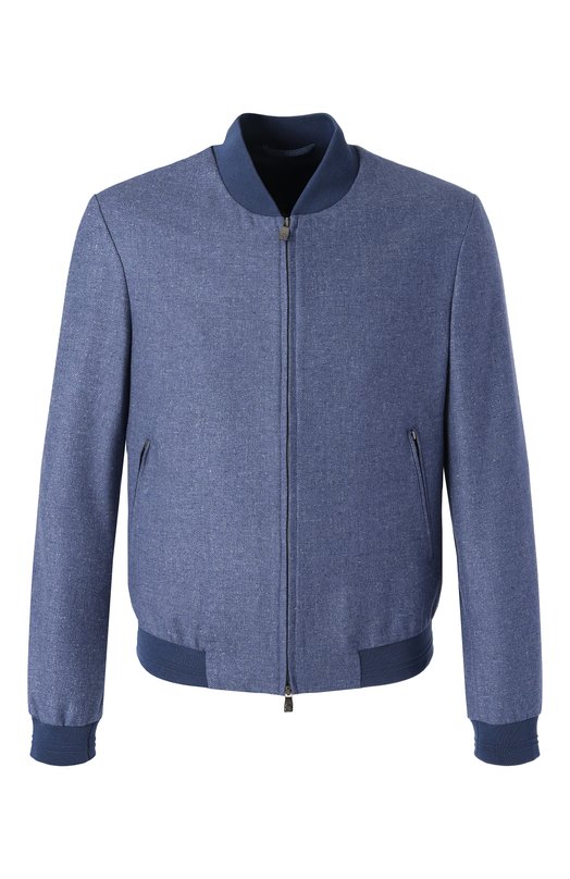 Бомбер из шелка и шерсти Corneliani 25L588-2518264 Синий 25L588-2518264
