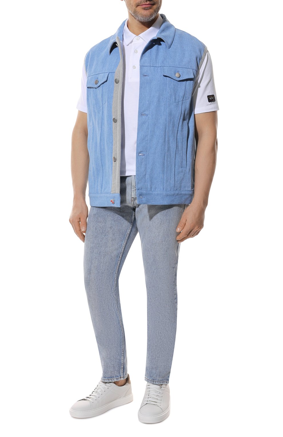 Джинсовый жилет KITON голубого цвета по цене 351500 руб., арт. UW1166V0851A/60-68, фото 2 Джинсовый жилет KITON, арт. UW1166V0851A/60-68, фото 2