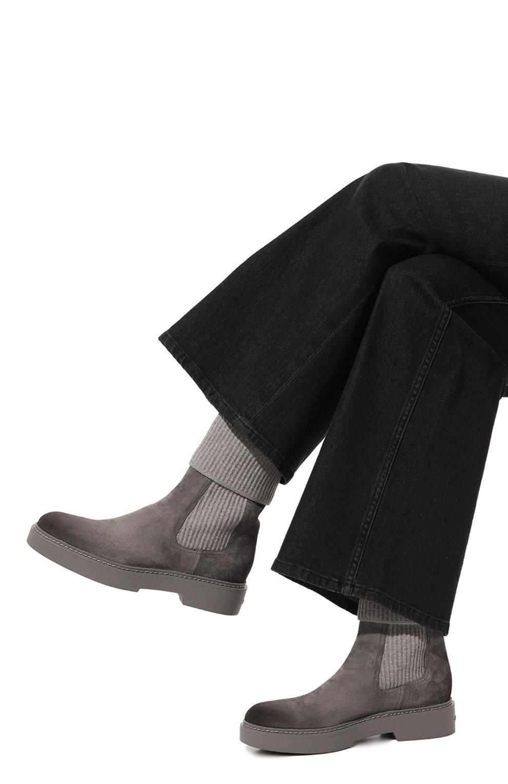 Замшевые челси SANTONI серого цвета по цене 96350 руб., арт. WTHG71314GRINHTA, фото 3 Замшевые челси SANTONI, арт. WTHG71314GRINHTA, фото 3