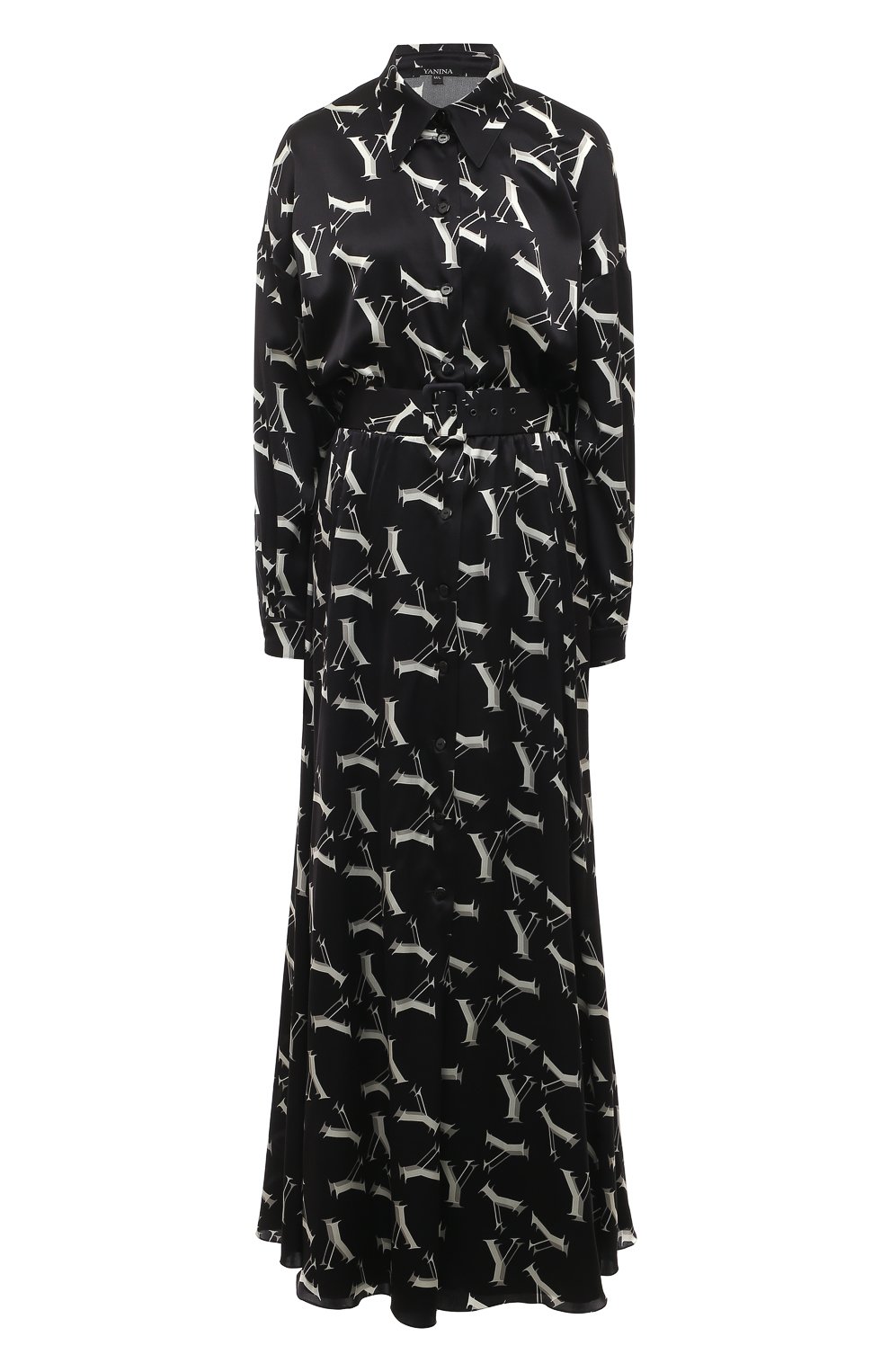 Атласное платье YANINA черно-белого цвета по цене 226300 руб., арт. 0-2495, фото 1 Атласное платье YANINA, арт. 0-2495, фото 1