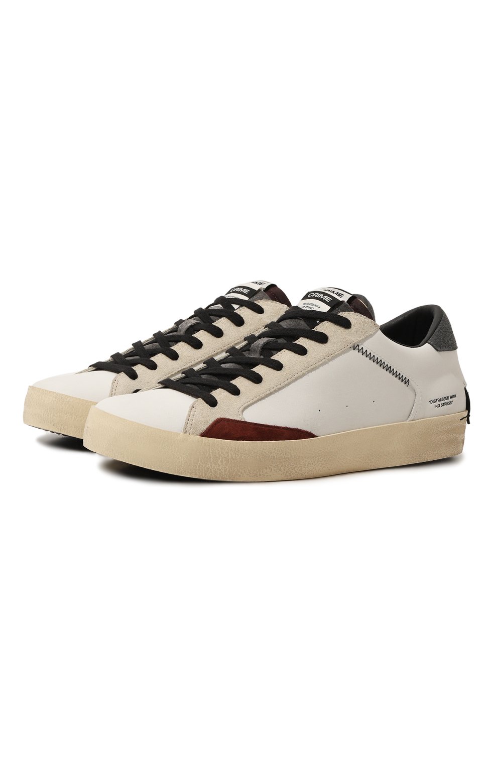 Комбинированные кеды distressed CRIME LONDON белого цвета по цене 18750 руб., арт. 15008AA7, фото 1 Комбинированные кеды distressed CRIME LONDON, арт. 15008AA7, фото 1