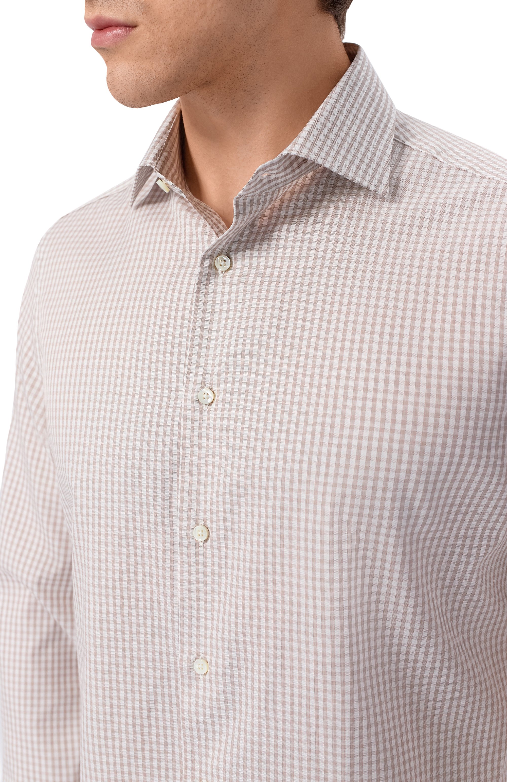 Хлопковая рубашка CANALI бежевого цвета по цене 38200 руб., арт. CCLX098/GD03717, фото 5 Хлопковая рубашка CANALI, арт. CCLX098/GD03717, фото 5