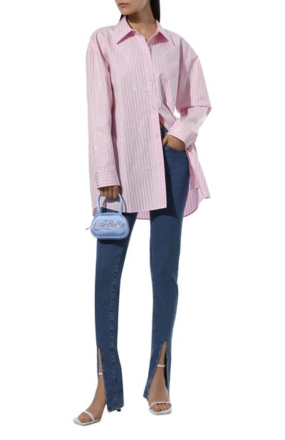 Сумка superamini bella AMINA MUADDI голубого цвета по цене 67700 руб., арт. SUPERAMINI BELLA/SATIN, фото 3 Сумка superamini bella AMINA MUADDI, арт. SUPERAMINI BELLA/SATIN, фото 3