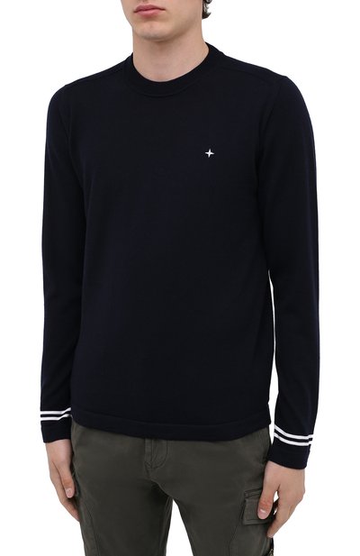 Шерстяной джемпер STONE ISLAND темно-синего цвета по цене 25550 руб., арт. 7315544C4, фото 3 Шерстяной джемпер STONE ISLAND, арт. 7315544C4, фото 3