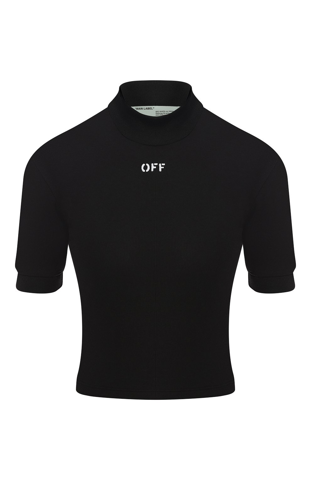 Хлопковый топ OFF-WHITE черного цвета по цене 16200 руб., арт. 0WAA058R191430531001, фото 1 Хлопковый топ OFF-WHITE, арт. 0WAA058R191430531001, фото 1