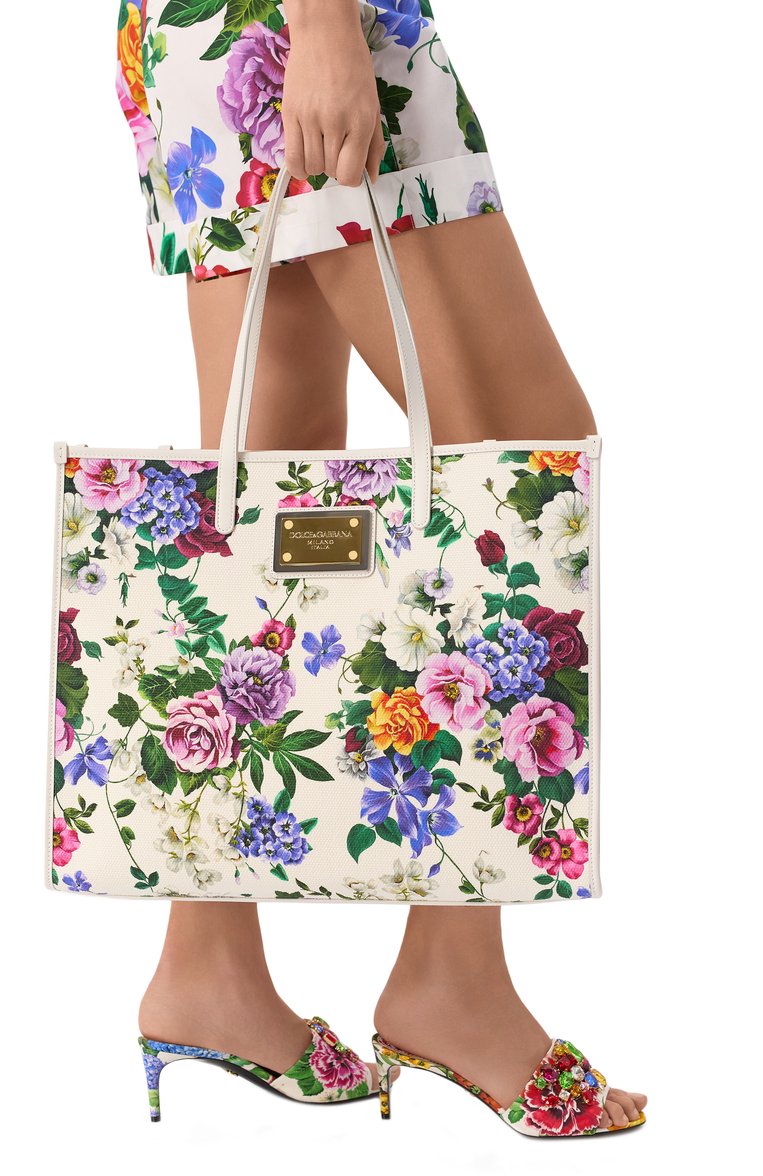 Женская сумка-тоут DOLCE & GABBANA белого цвета, арт. BB2274/AI354 | Фото 2 (Размер: large; Материал: Текстиль)