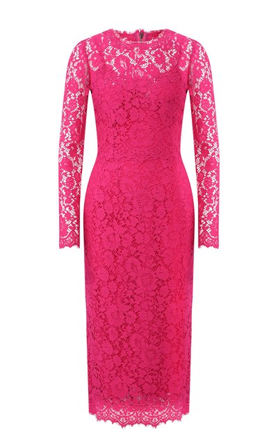 Женское кружевное платье-миди с круглым вырезом DOLCE & GABBANA, арт. F69Q7T/HLMHW