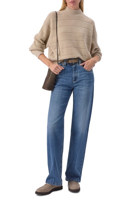 Свитер из кашемира и шерсти Brunello Cucinelli MBM738204P Бежевый  MBM738204P Фото 2