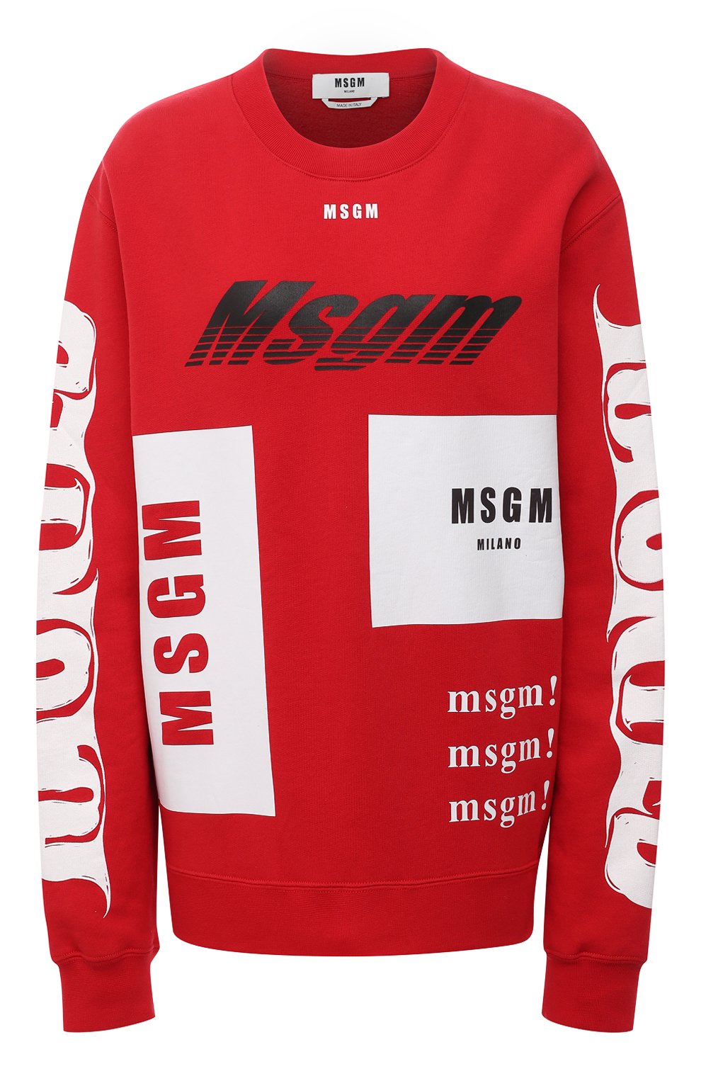 Хлопковый свитшот MSGM красного цвета по цене 15200 руб., арт. 2940MM186 207599/CG, фото 1 Хлопковый свитшот MSGM, арт. 2940MM186 207599/CG, фото 1
