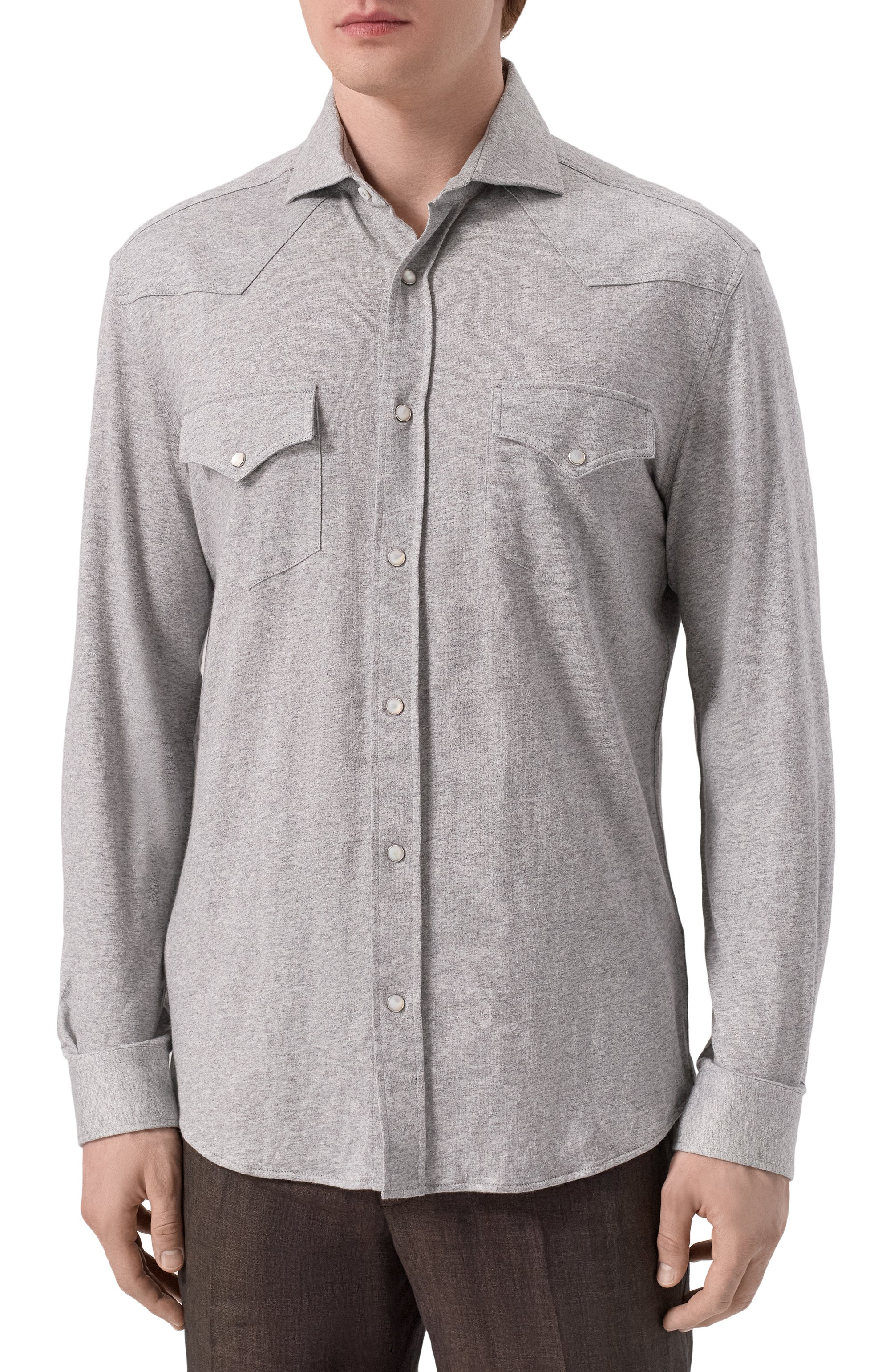 Рубашка изо льна и хлопка BRUNELLO CUCINELLI, арт. MW8356666, фото 3