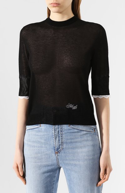 Пуловер из вискозы PHILOSOPHY DI LORENZO SERAFINI черного цвета по цене 29950 руб., арт. V0925/706, фото 3 Пуловер из вискозы PHILOSOPHY DI LORENZO SERAFINI, арт. V0925/706, фото 3