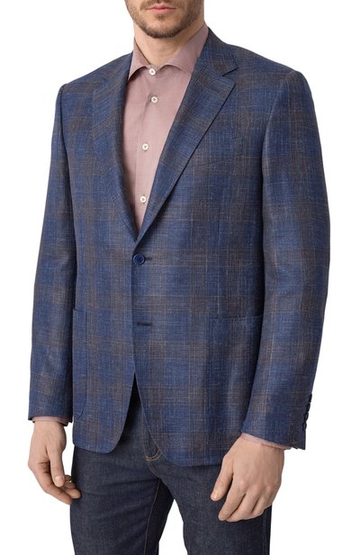 Пиджак из шерсти и шелка CANALI синего цвета по цене 263500 руб., арт. 21288-CF02007, фото 4 Пиджак из шерсти и шелка CANALI, арт. 21288-CF02007, фото 4