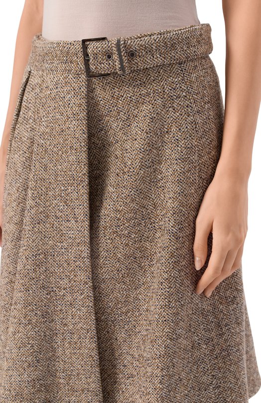 Юбка из шерсти и шелка Brunello Cucinelli MG530G3906 Бежевый  MG530G3906 Фото 5