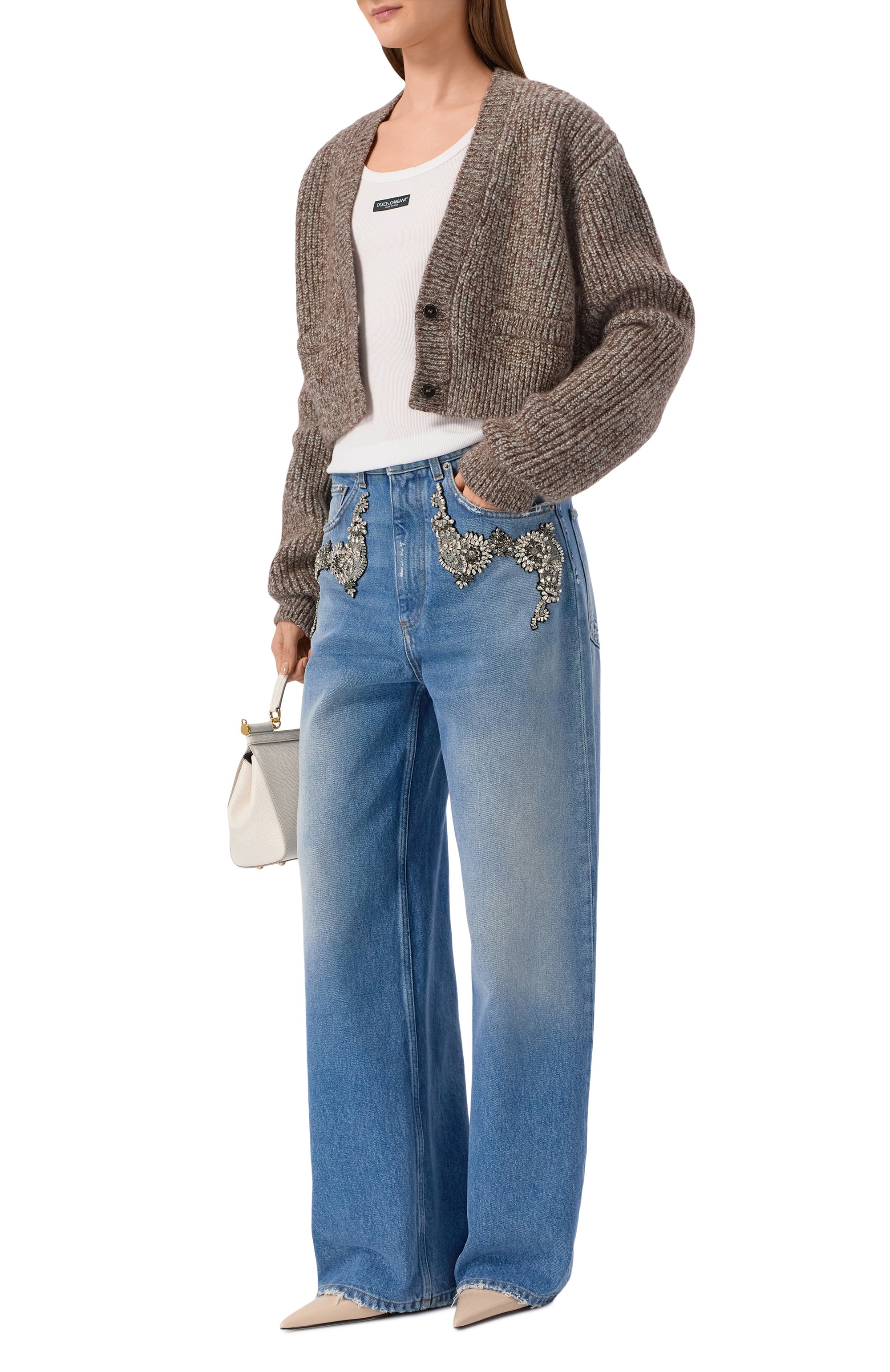 Хлопковая майка DOLCE & GABBANA белого цвета по цене 44550 руб., арт. F8W45T/FU7AV, фото 2 Хлопковая майка DOLCE & GABBANA, арт. F8W45T/FU7AV, фото 2