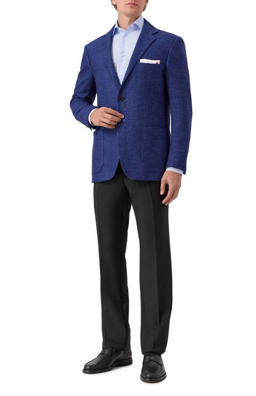 Пиджак из шерсти и шелка Kiton UG81K0170E03 Синий  UG81K0170E03 Фото 2