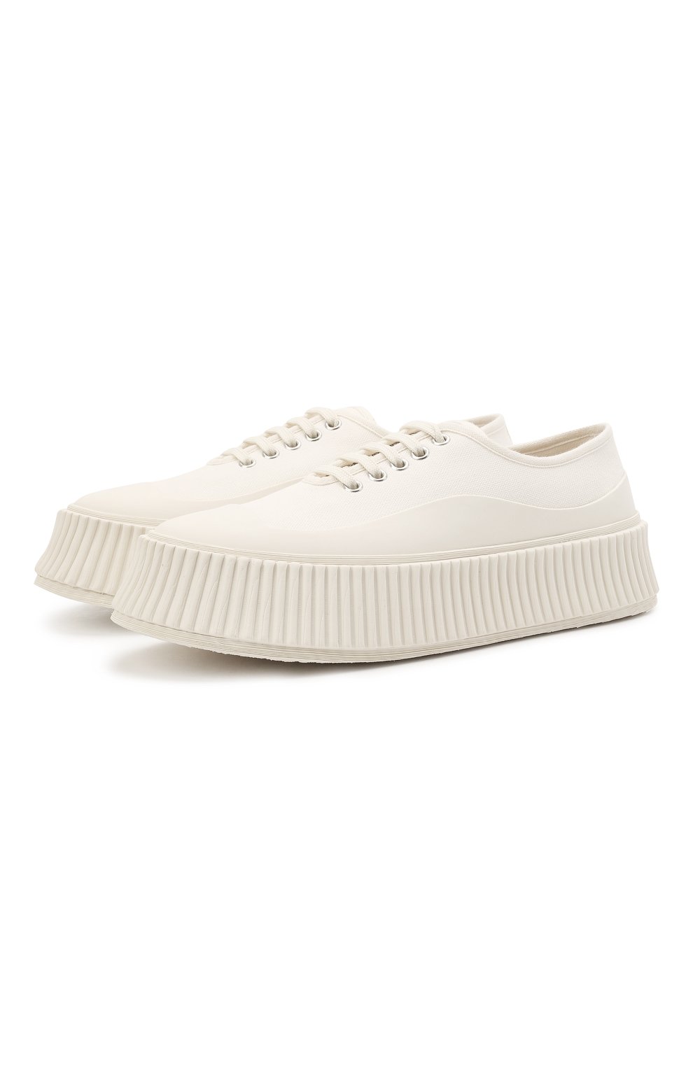 Текстильные кеды JIL SANDER белого цвета по цене 62350 руб., арт. JS36072A-13066, фото 1 Текстильные кеды JIL SANDER, арт. JS36072A-13066, фото 1
