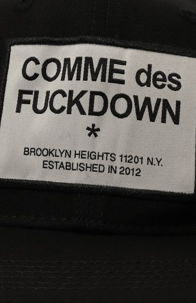 Хлопковая бейсболка COMME DES FUCKDOWN черного цвета по цене 6995 руб., арт. CFACX00206, фото 4 Хлопковая бейсболка COMME DES FUCKDOWN, арт. CFACX00206, фото 4