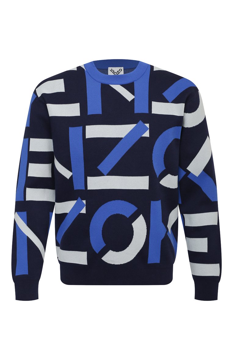 Мужской джемпер kenzo sport KENZO темно-синего цвета, арт. FB55PU5313SC | Фото 1 (Материал внешний: Синтетический материал, Хлопок; Мужское Кросс-КТ: Джемперы; Стили: Спорт-шик; Рукава: Длинные; Длина (для топов): Стандартные; Принт: С принтом; Вырез: Круглый)
