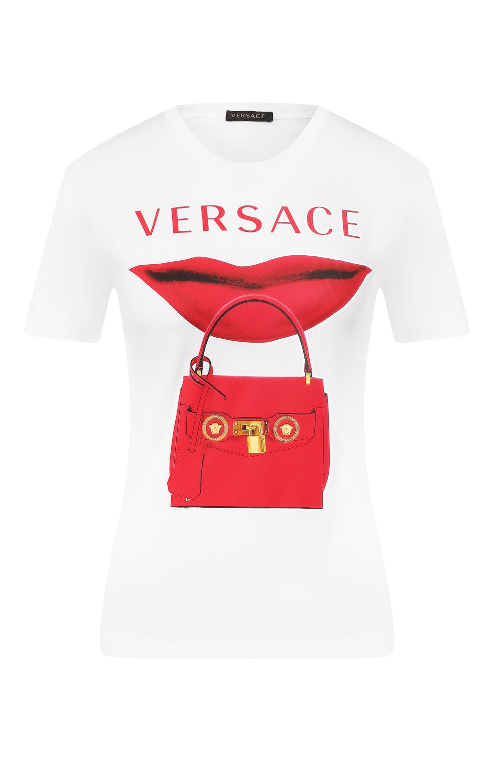 Хлопковая футболка VERSACE белого цвета по цене 43150 руб., арт. A84079/A228806, фото 1 Хлопковая футболка VERSACE, арт. A84079/A228806, фото 1