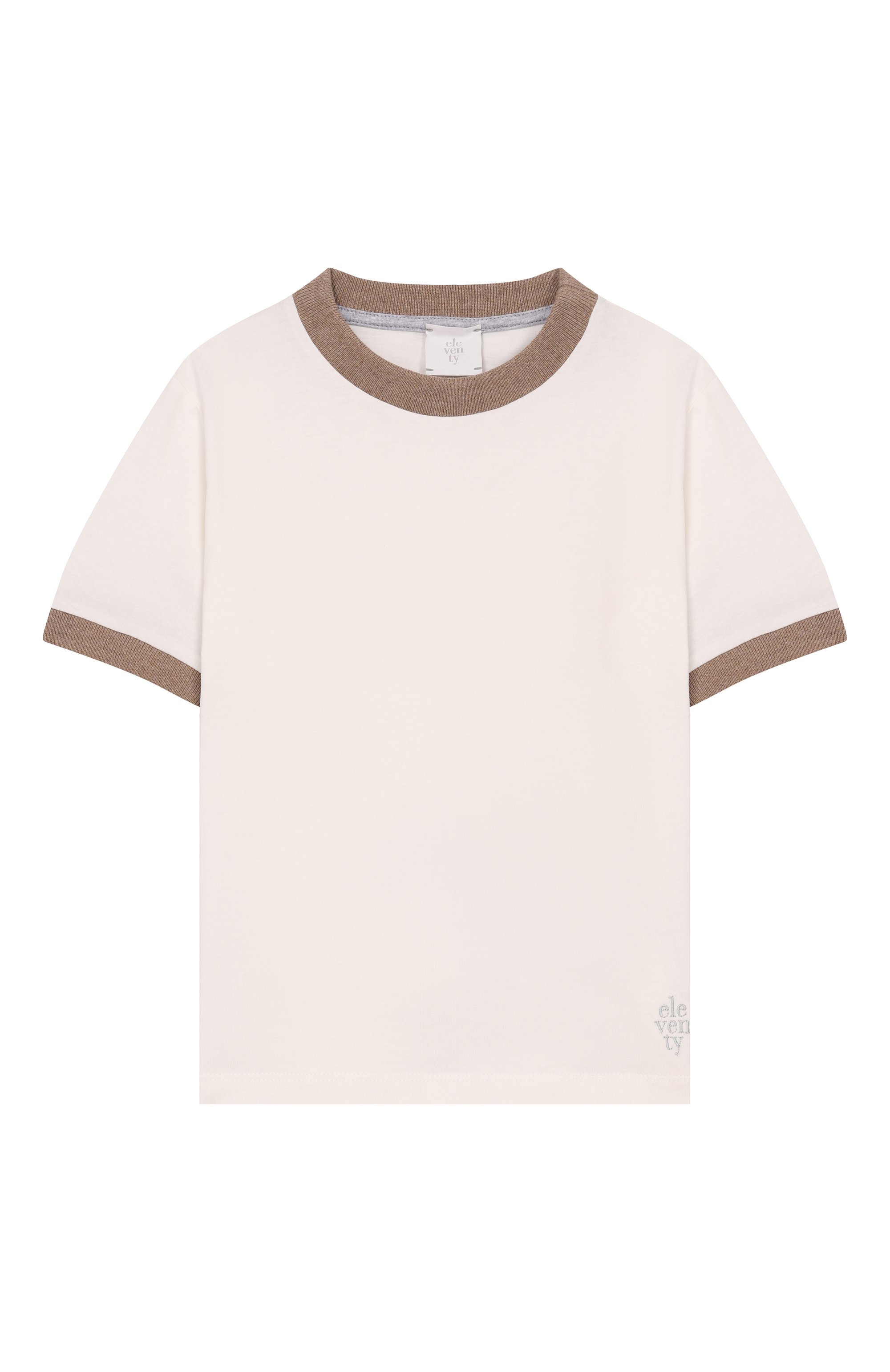Хлопковая футболка ELEVENTY кремового цвета по цене 11000 руб., арт. EY8P41/Z3708, фото 1 Хлопковая футболка ELEVENTY, арт. EY8P41/Z3708, фото 1