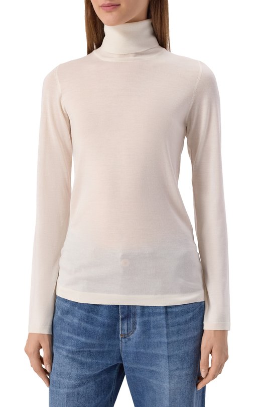 Водолазка из кашемира и шелка Brunello Cucinelli M13800063P Кремовый  M13800063P Фото 3