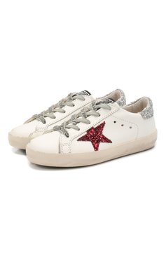 Детские кожаные кеды superstar GOLDEN GOOSE DELUXE BRAND белого цвета, арт. G36KS001.B40 | Фото 1 (Материал внутренний: Натуральная кожа; Девочки Кросс-КТ: Обувь-низкие; Нос: Не проставлено; Материал сплава: Проставлено; Материал внешний: Натуральная кожа)