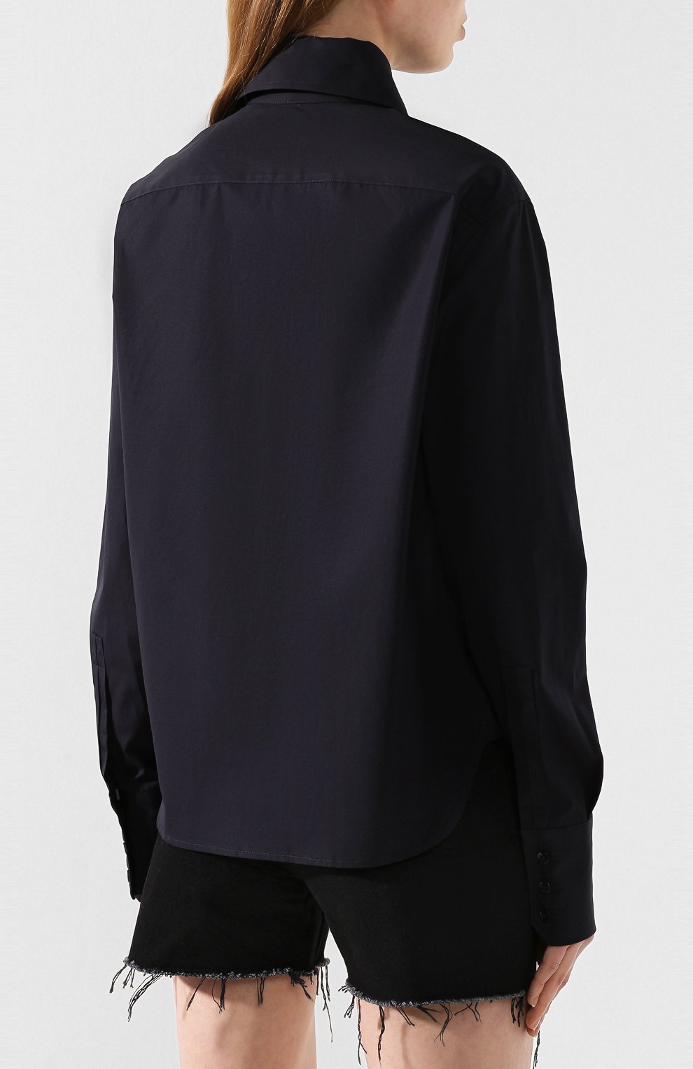Хлопковая рубашка SAINT LAURENT темно-синего цвета по цене 83950 руб., арт. 614790/Y217W, фото 4 Хлопковая рубашка SAINT LAURENT, арт. 614790/Y217W, фото 4