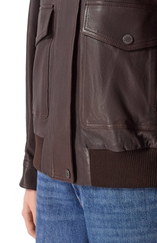 Кожаный бомбер Weekend Max Mara WKDGIGANTE Коричневый  WKDGIGANTE Фото 5