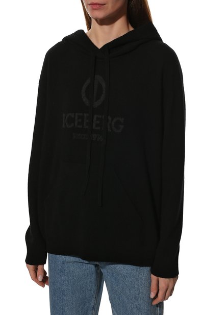 Худи из шерсти и кашемира ICEBERG черного цвета по цене 56650 руб., арт. 22I I2P0/A025/7054, фото 3 Худи из шерсти и кашемира ICEBERG, арт. 22I I2P0/A025/7054, фото 3