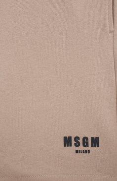 Детские х�лопковые шорты MSGM KIDS бежевого цвета, арт. S4MSJBBE268 | Фото 3 (Случай: Повседневный; Материал сплава: Проставлено; Нос: Не проставлено; Материал внешний: Хлопок; Ростовка одежда: 6 лет | 116 см, 8 лет | 128 см, 10 - 11 лет | 140 - 146см, 12 лет | 152 см, 13 - 15 лет | 158 см)