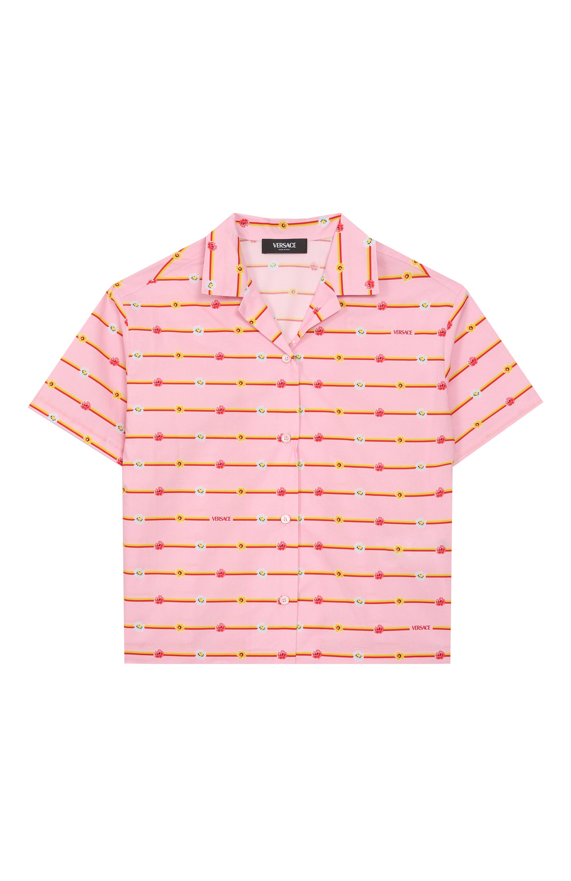 Хлопковая рубашка VERSACE розового цвета по цене 29950 руб., арт. 1019106/1A13149/8A-14A, фото 1 Хлопковая рубашка VERSACE, арт. 1019106/1A13149/8A-14A, фото 1