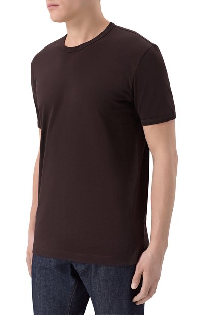 Хлопковая футболка DOLCE & GABBANA темно-коричневого цвета по цене 39050 руб., арт. G8JX7T/G7P1A, фото 3 Хлопковая футболка DOLCE & GABBANA, арт. G8JX7T/G7P1A, фото 3