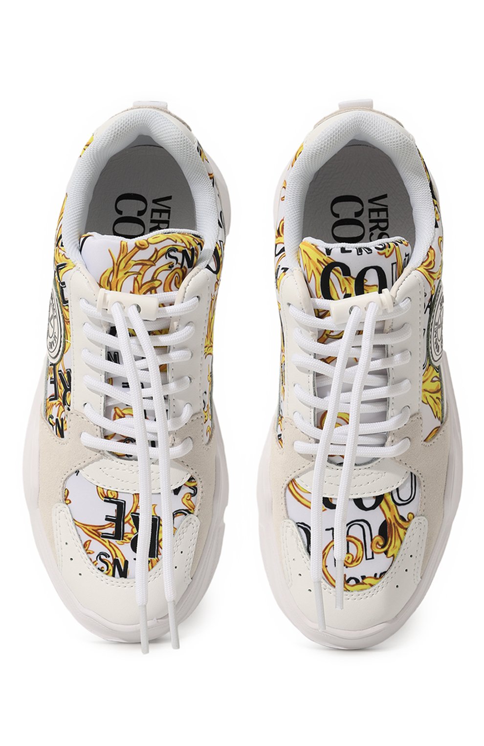 Комбинированные кроссовки speedtrack VERSACE JEANS COUTURE белого цвета по цене 26150 руб., арт. 74VA3SC7/ZP231/35, фото 4 Комбинированные кроссовки speedtrack VERSACE JEANS COUTURE, арт. 74VA3SC7/ZP231/35, фото 4