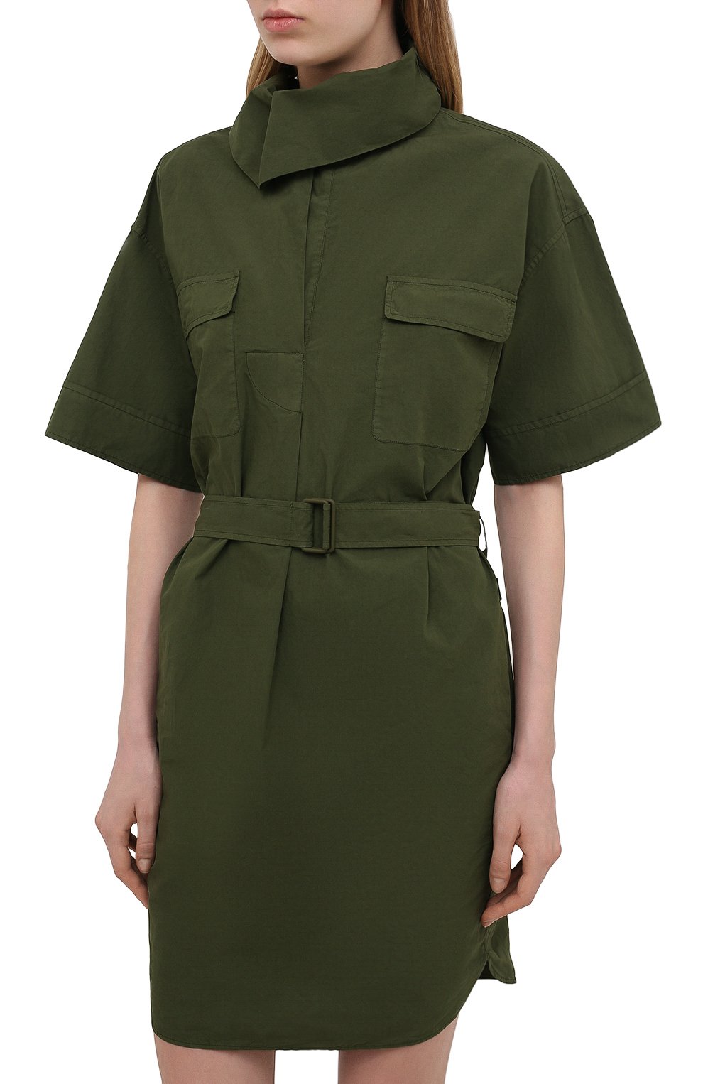 Хлопковое платье KENZO хаки цвета по цене 38950 руб., арт. FB52R00311LA, фото 3 Хлопковое платье KENZO, арт. FB52R00311LA, фото 3