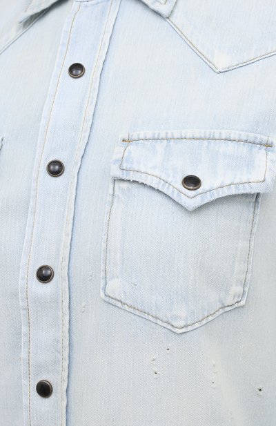 Джинсовая рубашка SAINT LAURENT голубого цвета по цене 89600 руб., арт. 651160/Y24AB, фото 5 Джинсовая рубашка SAINT LAURENT, арт. 651160/Y24AB, фото 5