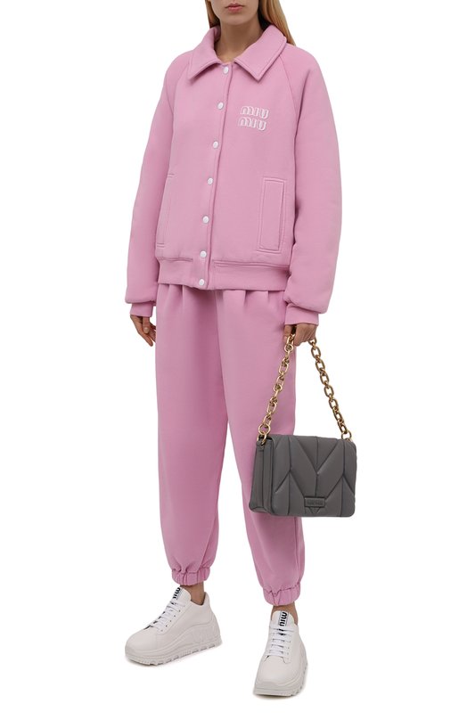Хлопковая толстовка Miu Miu MJL780-1ZF3-F0E18 Розовый  MJL780-1ZF3-F0E18 Фото 2