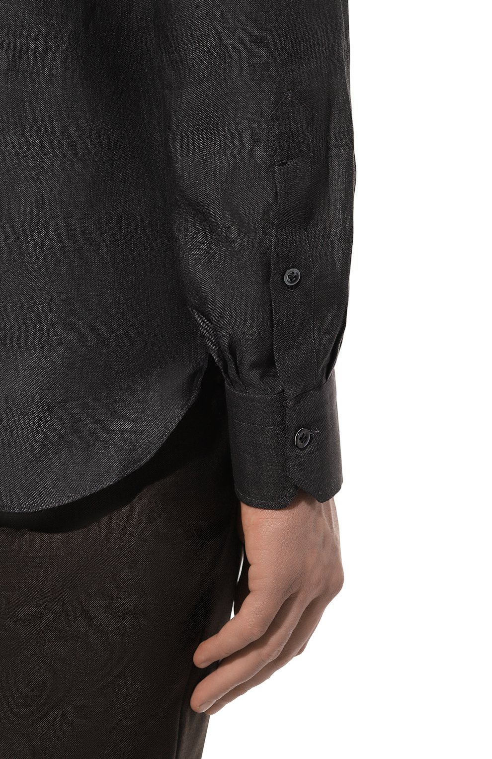 Льняная рубашка GIAMPAOLO темно-серого цвета по цене 36500 руб., арт. 608/TS40302, фото 5 Льняная рубашка GIAMPAOLO, арт. 608/TS40302, фото 5