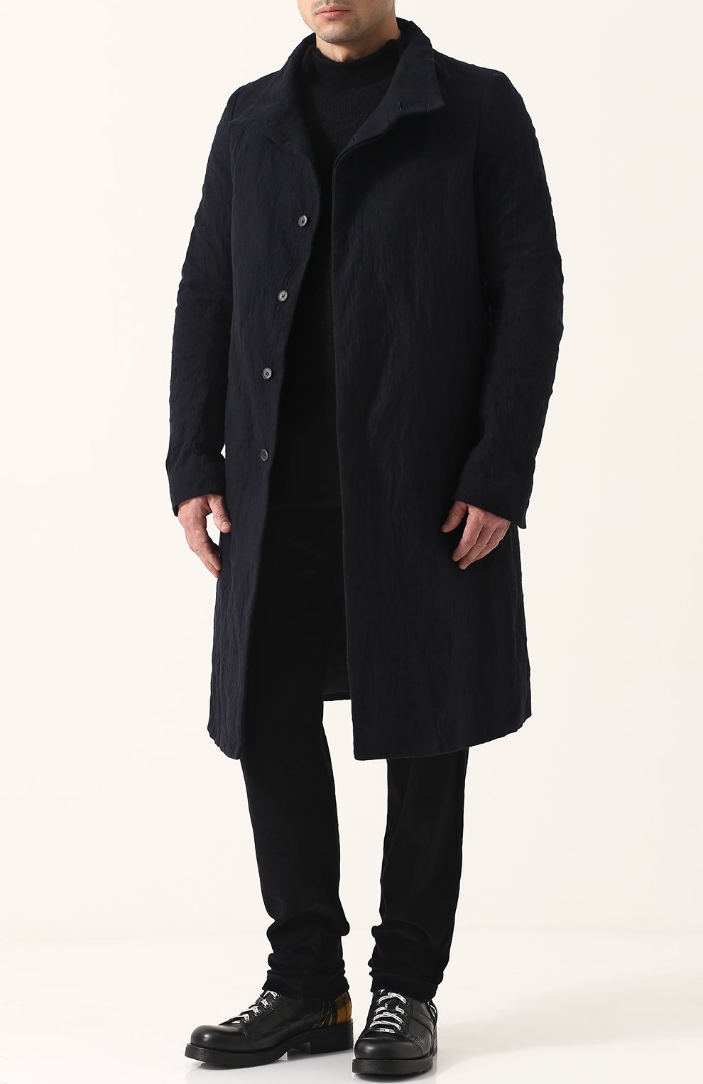 Однобортное шерстяное пальто с воротником-стойкой POEME BOHEMIEN, арт. CP-07 M/W-512, фото 3